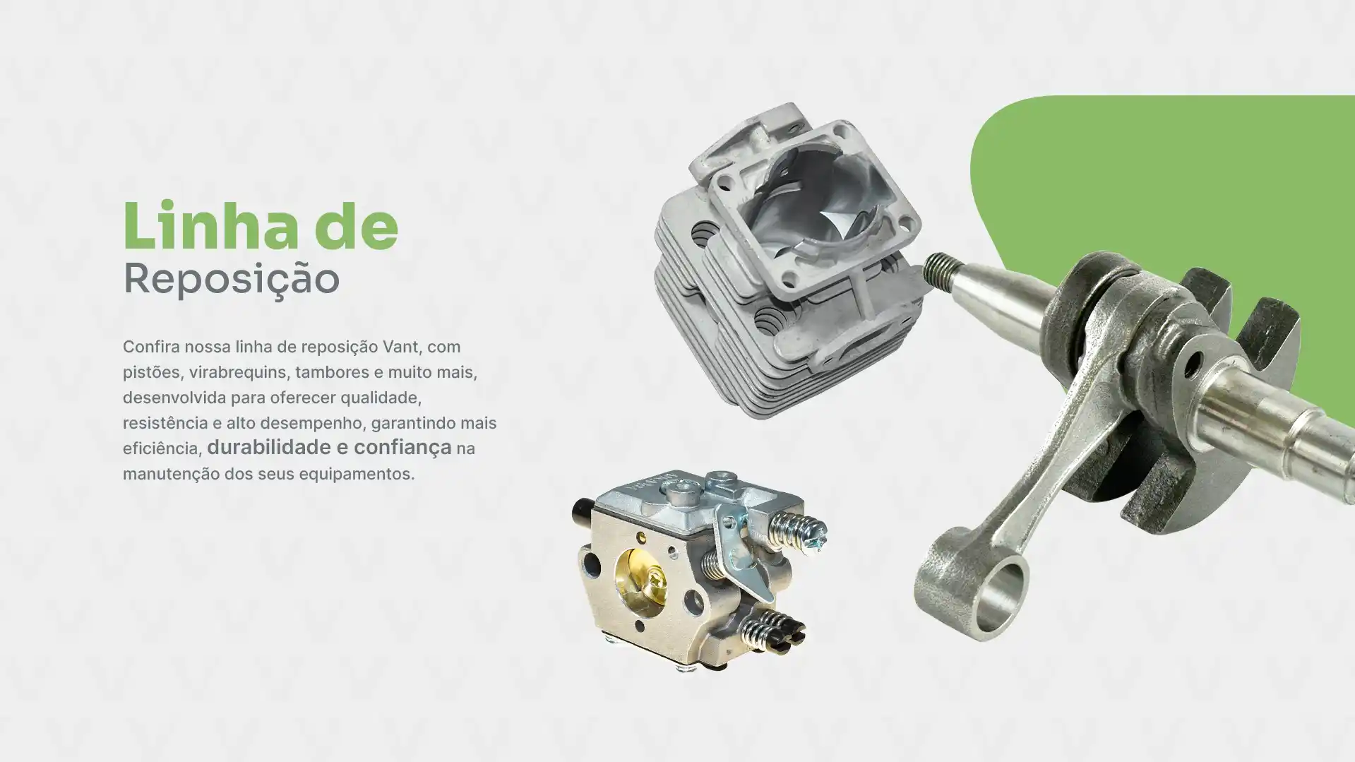 Arte apresentandoa  linha de peças de reposição